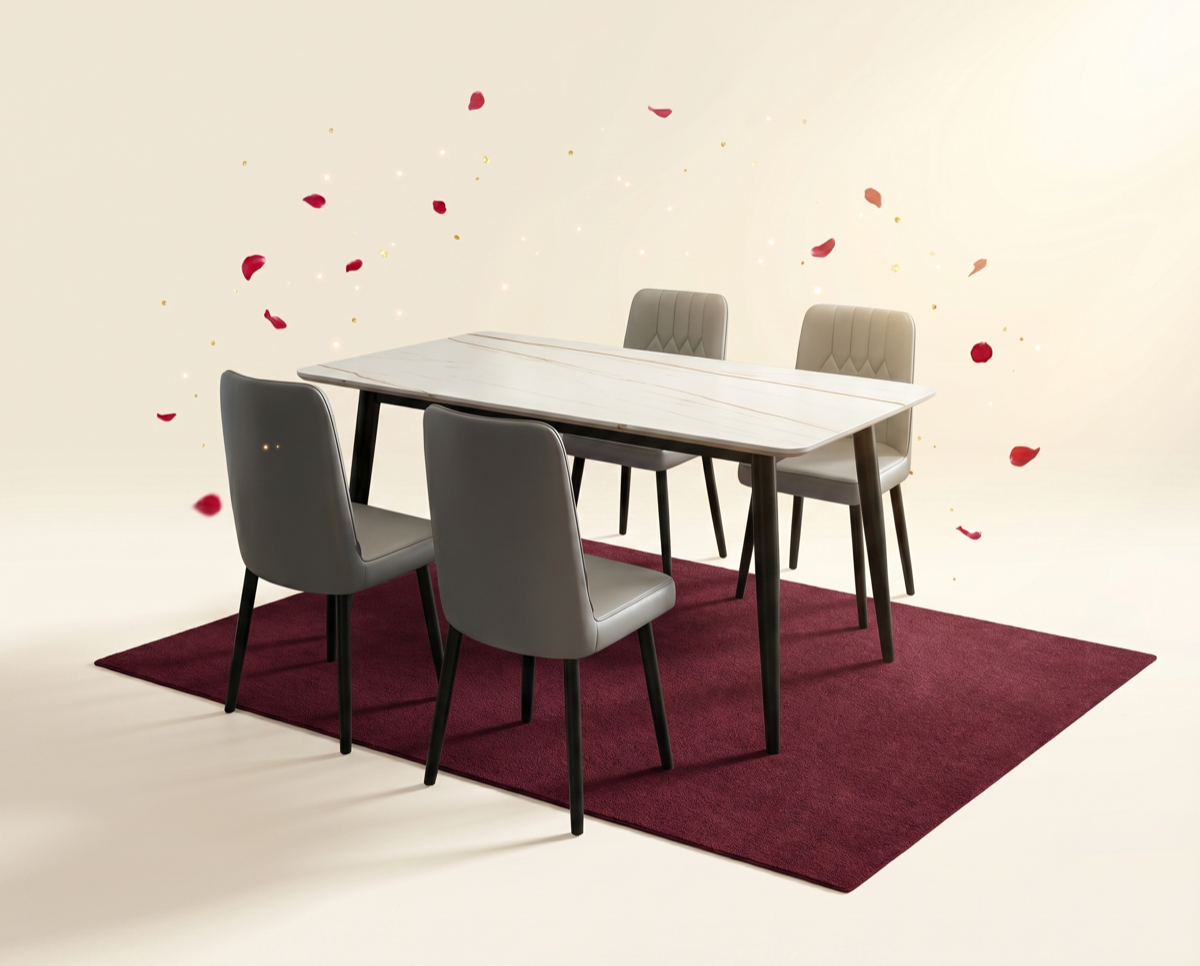 Rozel dining table with four free dining chairs, event price $399
